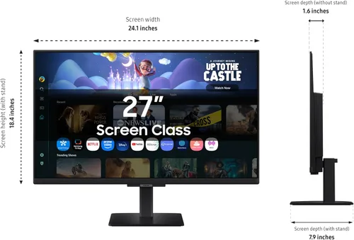 Miniatura 4 de Samsung Monitor inteligente FHD de 27 pulgadas serie M5 (M50F) con TV en streaming, altavoces, HDR10, Gaming Hub, múltiples puertos, rastreador