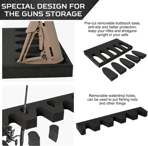 Miniatura 5 de OCQOTAT Estante para Armas para Almacenamiento de Armas, Accesorio de Caja Fuerte para Armas para Rifles y Escopetas, Soporte para Armas en Gabinete