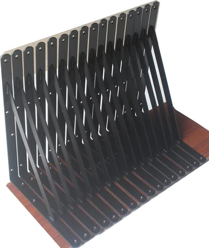 Paquete de 20 soportes de estante resistentes negros de 14 pulgadas de largo x 10 pulgadas de alto con tornillos, soportes de estante de metal,