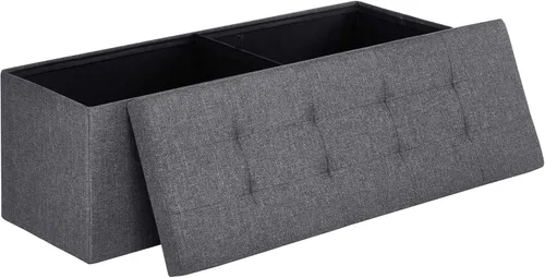 SONGMICS Colección MAZIE - Banco otomano plegable de almacenamiento de 43 pulgadas, reposapiés otomano, banco para el final de la cama, pecho de