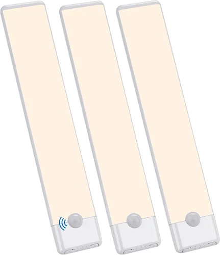 Miniatura 14 de Luces con sensor de movimiento para debajo del gabinete, luz magnética recargable debajo del armario, barra de luz nocturna inalámbrica adhesiva