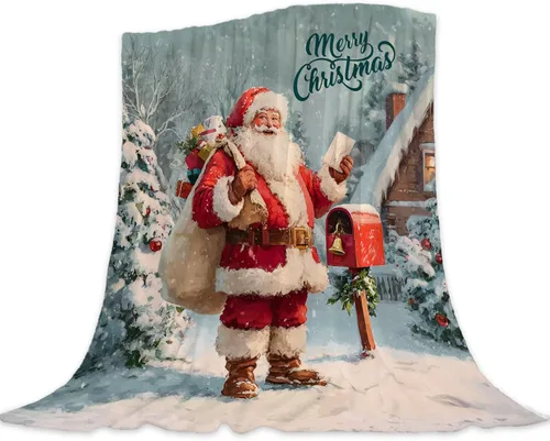 Miniatura 16 de Manta de Navidad para bebé, manta pequeña de Navidad a cuadros rojos, manta de Navidad para invierno, para mascotas, manta para envolver cuna