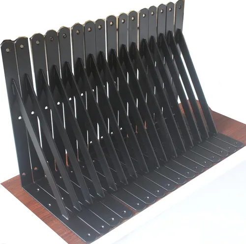 Paquete de 12 L12 x H 8" soportes de estante resistentes negros con tornillos, soportes de estante de metal, soportes de soporte de estante,