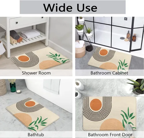 Miniatura 7 de Alfombra Tapete de Baño Abstracta Boho de Mediados de Siglo - Alfombra de Baño de Goma Antideslizante Absorbente Suave para Bañera Ducha Lavabos