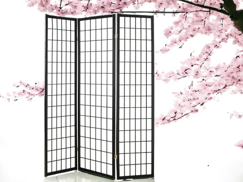 Divisor de habitación de 3 paneles, pantalla de privacidad, divisor Shoji de 6 pies de alto, divisor de habitación privado de estilo japonés (negro,