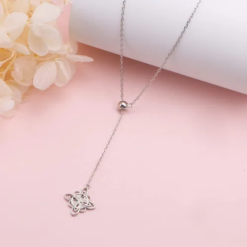 Miniatura 52 de FLYOW Collar con colgante de nudo celta de plata de ley 925 de buena suerte irlandés para mujer, regalo de cumpleaños y graduación