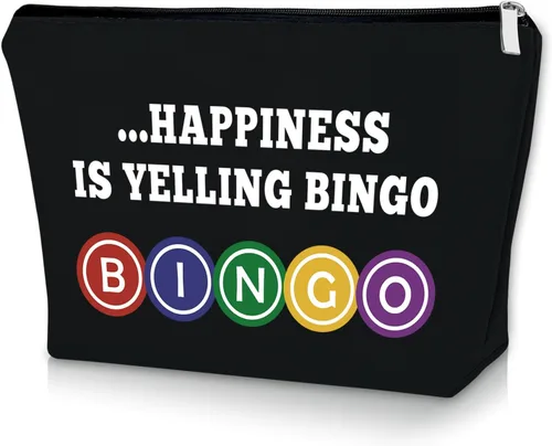 Miniatura 10 de Sazuwu Bingo Regalos Bolsa de Maquillaje Bingo Amantes Regalos Cosméticos Bolsa de Cumpleaños Regalos de Navidad Bolsa de viaje, Beige, 40 W/32 L