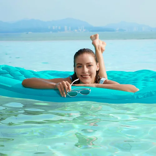 Miniatura 7 de Jasonwell Flotadores flotantes para piscina, flotador inflable gigante para piscina, balsa de lago, sala de estar, flotador, tumbona, playa, Verde