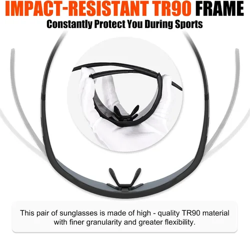 Miniatura 6 de X-TIGER Gafas de ciclismo polarizadas con 5 lentes intercambiables, MTB para ciclismo, béisbol, carrera, lentes deportivos para hombres y mujeres