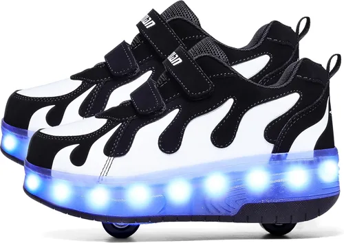 AIkuass Zapatos con ruedas LED y USB recargables, zapatillas de patinaje con luces para niños y niñas