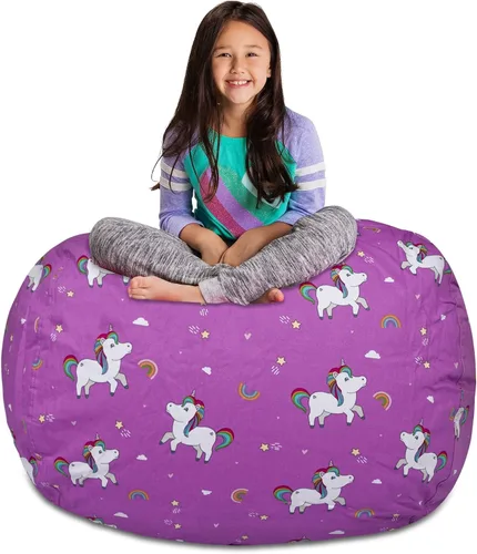Miniatura 55 de Posh Stuffable Kids Funda de Silla Puf Rellenable para Almacenamiento de Animales de Peluche - Organizador de Juguetes Infantiles, Mediano 27