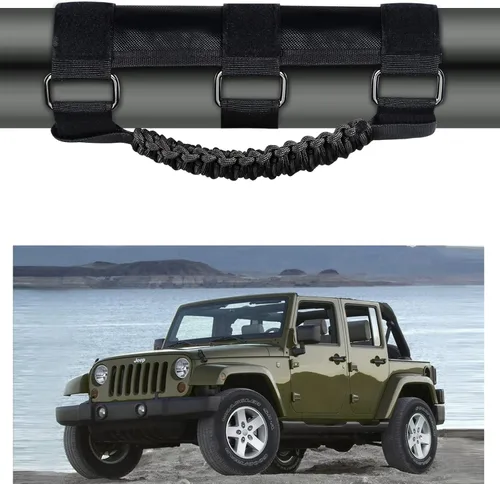 Miniatura 6 de Asas de agarre de barra antivuelco, agarres de mano, accesorios de paracord, agarre manual para Jeep Wrangler JL JK TJ YJ Gladiator Sahara Rubicon