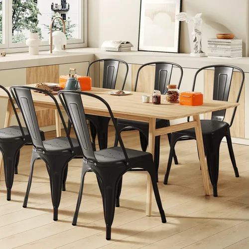 Miniatura 4 de Furmax Silla de comedor de metal para uso en interiores y exteriores, apilable, clásica, Trattoria, elegante, comedor, bistró, cafetería, sillas