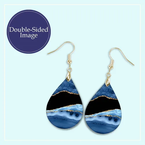 Miniatura 81 de Dangle Earrings for Women Colorful Dangling Drop Statement Jewelry Printed MDF Wood Teardrop Double Side Print Handmade by The Painted Pug