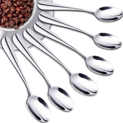 Miniatura 7 de Demitasse Café Expreso, Mini café Cuchara, Acero inoxidable 18/10 Pequeño cucharas para cucharas de postre, té, 6, Plateado