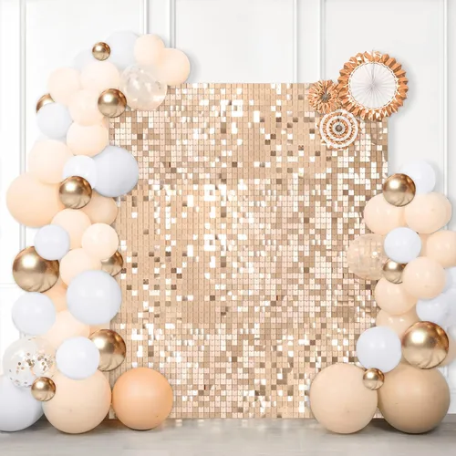 Miniatura 40 de 12 paneles cuadrados de lentejuelas brillantes para pared color azul claro (Baby Blue) telón de fondo decorativo para fiestas de bodas