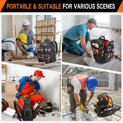Miniatura 9 de Mochila Bolsa de herramientas - Mochila de herramientas LOKASS Organizador de herramientas resistente, mochila de herramientas HVAC resistente al