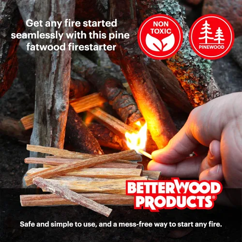 Miniatura 3 de Better Wood Products 1 paquete de palos de inicio de fuego de madera fatwood, chimenea y fogatas, 35 libras