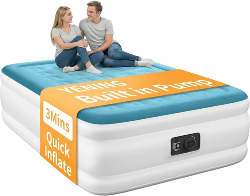 Miniatura 15 de Colchón de aire YENING tamaño queen con bomba incorporada, cama hinchable elevada, colchón hinchable resistente con cama de aire de 18 pulgadas