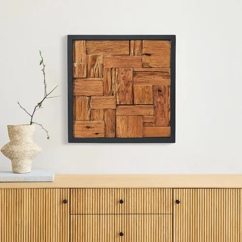 Miniatura 3 de Warmaxx Decoración de pared con marco de madera de teca rústica de 17 x 17 pulgadas, arte de pared estético para decoración de Navidad, hogar, sala