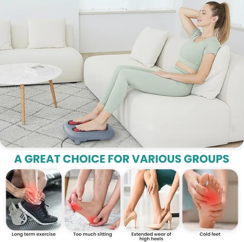 Miniatura 7 de Nekteck - Masajeador de pies, máquina de masaje mediante calor generado por electricidad, para fascitis plantar, función de calor infrarrojo Gris