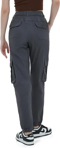 Miniatura 5 de Pantalones deportivos tipo cargo para mujer, cintura alta, con 7 bolsillos, para trabajo, casual, al aire libre, pantalones deportivos de algodón