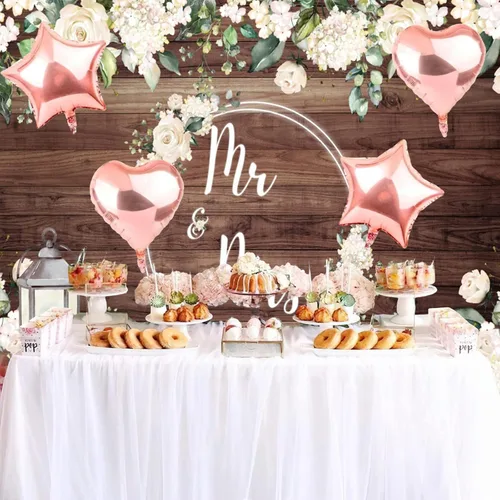 Miniatura 5 de Telón de fondo de 5 x 3 pies con diseño floral de rosas blancas y boscosas, telón de fondo para fotografía de pared, para parejas, boda, novia