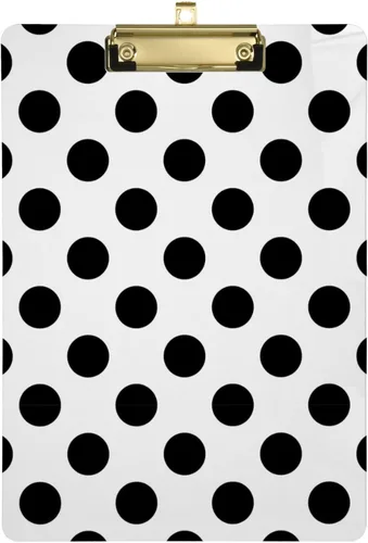Gredecor Dots Circles - Portapapeles de lunares para oficina, escuela, enfermería, acrílico para tamaño de letra A4 estándar, 9 x 12.5 pulgadas, con
