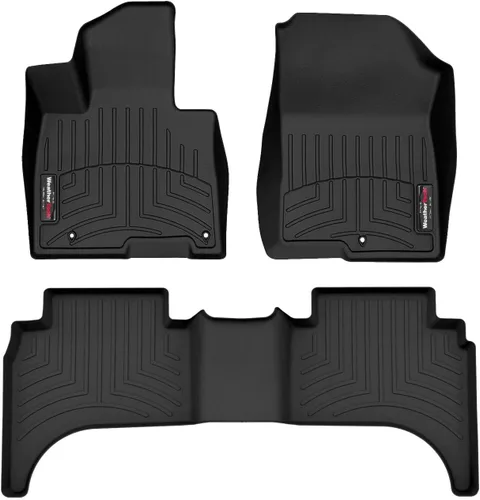 WeatherTech Alfombrillas de ajuste personalizado para Hyundai Santa Cruz - 1ª y 2ª fila (441678-1-4), Negro