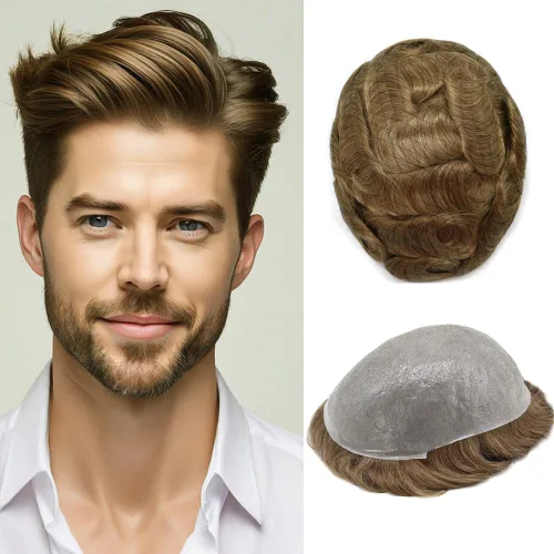 Miniatura 37 de Hombres Toupee Hair Thin Skin Men Human Hair Piece Men Toupee Cabello humano V-loop de aspecto natural Toupee Hombres Hairpiece Men Hair System