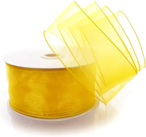Miniatura 8 de Cinta de organza transparente con alambre de 2.5 pulgadas, color plateado de 10 yardas