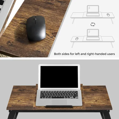 Miniatura 5 de SONGMICS ULLD110B01 - Mesa de escritorio para laptop, bandeja para cama o sofá, desayuno, parte superior inclinable ajustable, para diestros