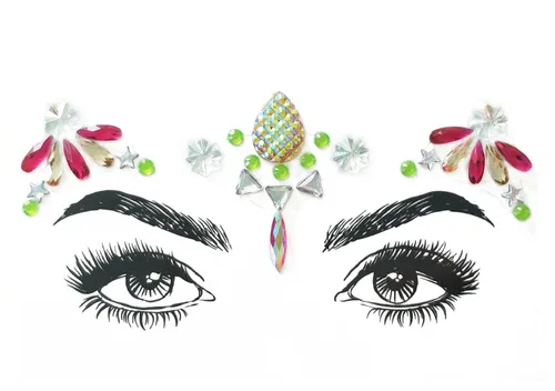 Miniatura 5 de 6 piezas de gemas faciales, joyas para la cara, calcomanías faciales, para Halloween, festivales de música, fiestas, rave, carnaval, fiesta de 6