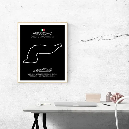 Miniatura 6 de Custom Car Posters Póster hecho a mano compatible con Autodromo Enzo e Dino Ferrari (Imola, Italia), póster de pista de carreras diseñado