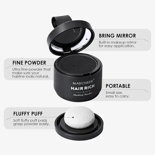 Miniatura 2 de Polvo de retoque de raíz, sombra de línea capilar negra para cabello delgado, cobertura de cabello gris, mujeres y hombres
