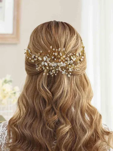 Miniatura 4 de Unicra Flor de novia boda pelo vid cristal pieza nupcial pieza de diamantes de imitación fiesta accesorios hoja joyería cuentas cuentas tocado