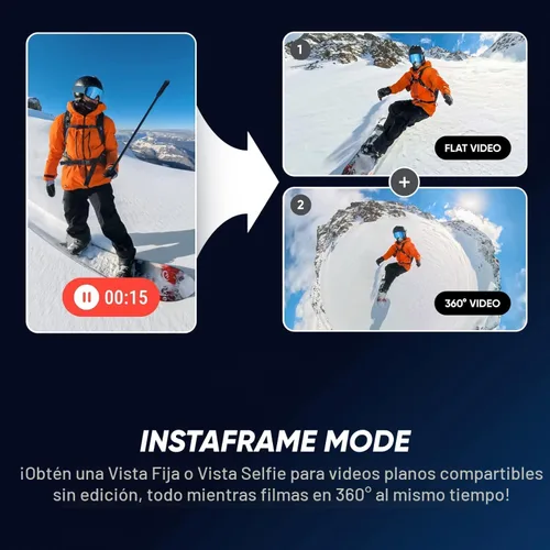 Miniatura 8 de Insta360 X5 Essentials - Cámara de acción impermeable 8K 360 El paquete incluye selfie Stick, batería extra, funda de carga rápida de utilidad