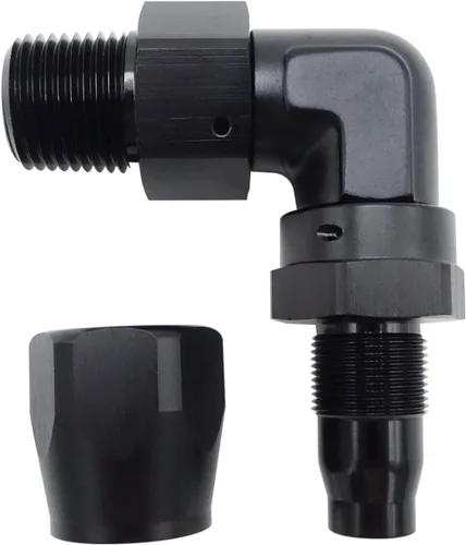 Miniatura 4 de AC PERFORMANCE 90 grados macho 1/2 "NPT giratorio a -8 AN manguera extremo montaje aluminio negro