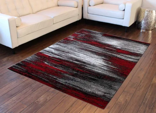 Miniatura 10 de Masada Rugs, Alfombra moderna y contemporánea, rojo, gris, negro (8 pies x 10 pies), alfombra grande para sala de estar, dormitorio, oficina