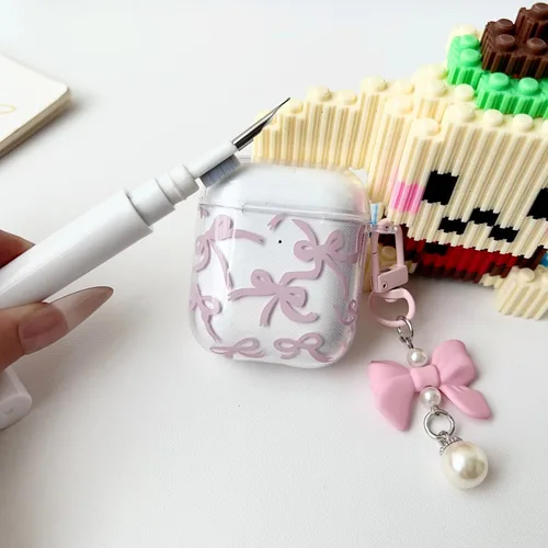 Miniatura 6 de Linda funda para Airpod de 2ª generación para diseño de lazo femenino, diseño de moda, diseño estético a prueba de golpes, funda para auriculares