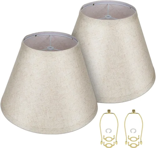 Miniatura 11 de Alucset. - Pantalla mediana para lámpara, pantalla de tela de barril para lámpara de mesa y de pedestal, 7 x 13 x 7.8 pulgadas, hecho a mano de lino