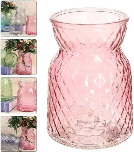 Miniatura 3 de Beavorty 1 unid Decoración de comedor Oficina Botella Floral Rombo Nórdico para el Hogar o Transparente Creativo Rosa Transparente Arreglos
