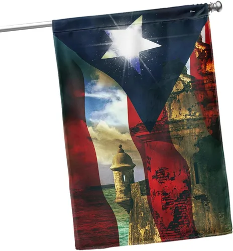 Miniatura 16 de Banderas de Puerto Rico – Bandera estadounidense puertorriqueña – Bandera de jardín de 12 x 18 pulgadas, decoración para exteriores, lona resistente