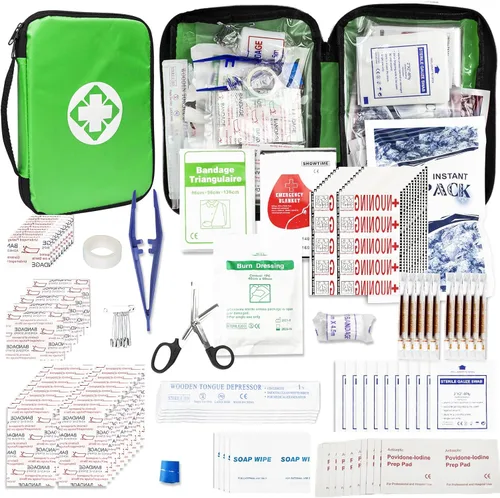 Kit de primeros auxilios para casa y negocios - Kit de emergencia para camping y automóvil - 300 piezas de suministros de repuesto esenciales para