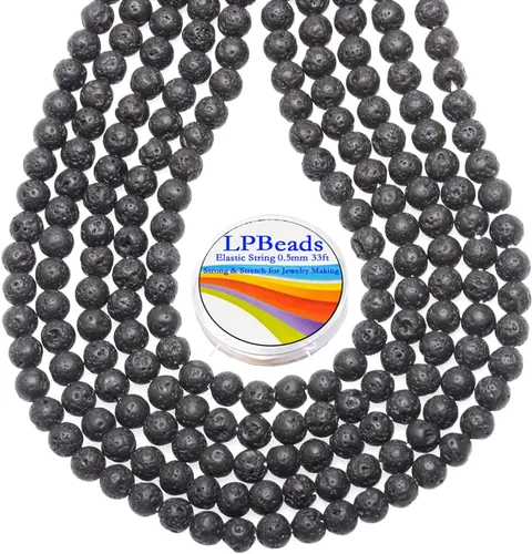 Miniatura 47 de LPBeads 100 piezas de cuentas sueltas de jade blanco natural pulido de 8 mm y redondo con cordón elástico para hacer joyas y pulseras Jade blanco