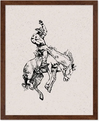 Miniatura 64 de Poster Master Póster de Rodeo marrón – Estampado retro de vaquero sobre caballo – Arte de vaquero – Arte occidental – Arte del salvaje oeste