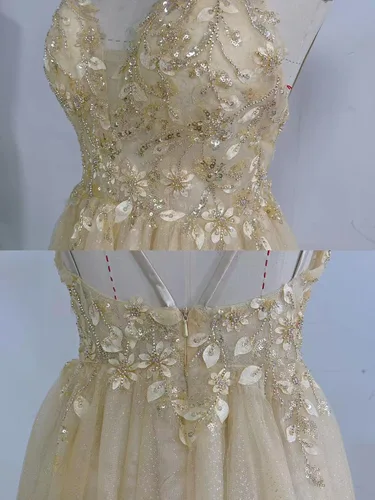 Miniatura 5 de Teens Sparkly Beaded Homecoming Dresses Juniors Lace V Neck Short Prom Dresses Tulle Ball Gowns