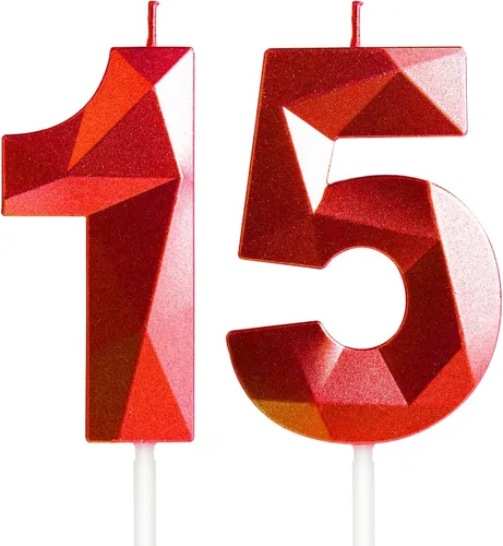 Miniatura 297 de Velas de cumpleaños número 15, velas número 15, velas de feliz cumpleaños de oro rosa para pastel, decoraciones de cobertura de pastel de diseño 3D