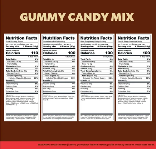 Miniatura 2 de Mezcla de caramelos de gomita, caramelos masticables - osos, puffs, gajos de sandía, bolsa de 2 libras Dulces agridulces, merienda nocturna de cine