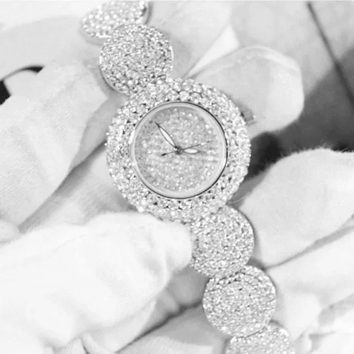 Miniatura 3 de Ladies Dress Watch Luxury Quartz Small Face Diamond Shining Bling Watches Silver Analog Watch for Women Waterproof Gifts for Women